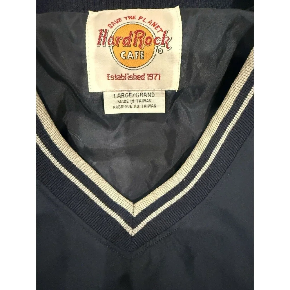 Hard Rock Cafe Nashville Navy Blue V-Neck Pullover Windbreaker Jacket Large